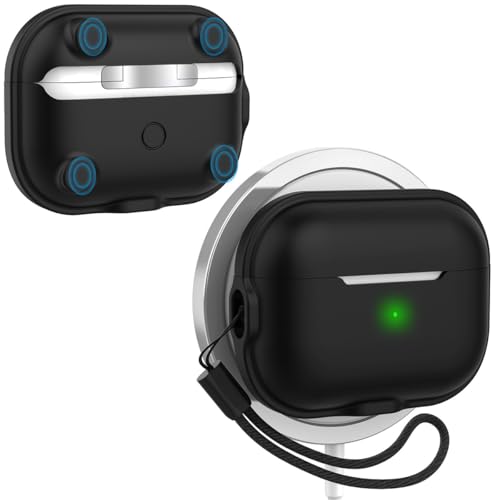 HASTHIP® YourBrand AirPods Pro 2 Case, Magnetic Silicone Protective Cover Compatible with AirPods Pro 2nd Gen (USB-C/Lightning), MagSafe Ready, Shockproof, Anti-Scratch, Black