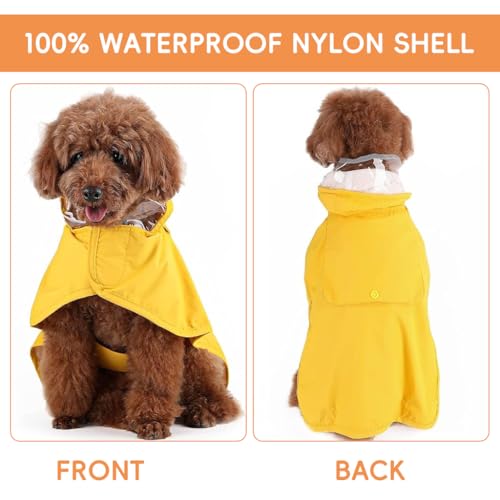 HASTHIP® Dog Rain Coat with Reflective Rim & Clear Wide Brim Hood, Waterproof, Monsoon-Proof, Lightweight Anti-Wind Coat for Outdoor Hikes
