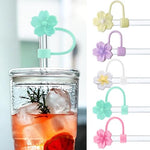 HASTHIP® 10PCS Flower Silicone Straw Caps for Stanley 30 40 Oz Cups Accessories Cherry Blossom Universal 10mm Covers for Glass Straws Dust-Proof Water Bottle