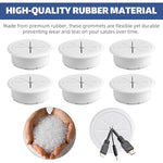 HASTHIP® 6 Pack 2 Inch White Desk Grommet, Round Cable Organizer for Office, Table Cord Hole Cover, Multi-Port Wire Management Solution for Power and Data Cables