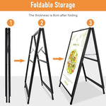 HASTHIP® 23.6x27.5 Inch Heavy Duty Metal Floor Sign Display Stand, Double-Sided & Folding with Handle, Versatile & Portable Standalone Holder for Shop, Restaurant, Events and Indoor/Outdoor Use