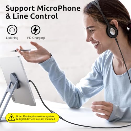 HASTHIP® BrandName USB C to 3.5mm Audio Adapter,Type C to Aux Headphone Jack Dongle,HiFi DAC Nylon Braided USB-C 3.5mm Audio Cable Compatible with iPhone 16 Samsung Galaxy S23/S22/S21 Ultra iPad Pro