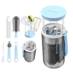 HASTHIP® 6 in 1 Baby Bottle Brush Set with Storage Case,Silicone Bottle Cleaning Brush,Pacifier & Straw Cleaner Utility Tongs Cleanser Travel Essentials for Feeding Bottles