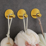 HASTHIP® 12PCS Self Adhesive Wall Hooks Golden Stainless Steel Utility 0.5 Inch Round Rust-Proof Waterproof for Bathroom Kitchen Bedroom Door Back Hanging Bags Hats Towels Keys