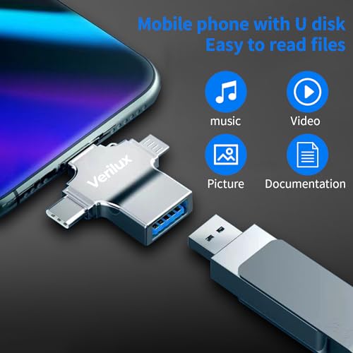 HASTHIP® 4 in 1 OTG Adapter,USB Camera Connector with Lightning,USB-C Micro USB and 3.0 Ports Compatible with iOS 13 & Above Android Devices iPhone iPad Flash Drive Keyboard Mouse