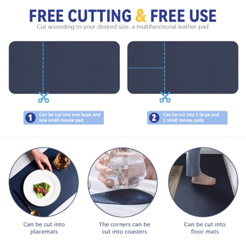 HASTHIP® Desk mat Desk Top Mouse Mat 100x50cm,Extra Large PU Leather Gaming Mouse Pad,Waterproof Non-Slip Double-Sided Protector for Keyboard Laptop Office & Home Writing Surface Easy to