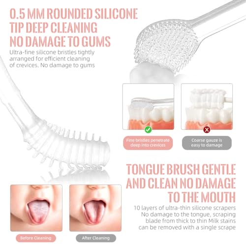 HASTHIP® y Oral Cleaning Brush 2Pcs Baby Toothbrush Tongue Brus