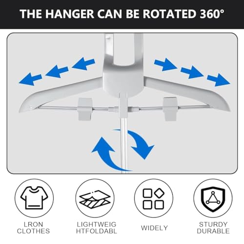 HASTHIP® Foldable Garment Clothes Drying Rack, Adjustable Hanging Ironing Machine Hanger, 62.9 Inch Aluminum Alloy Clothes Hanger Bracket with 4 Leg Stable Base, for Coat, Dress and Suit