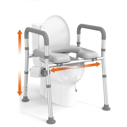 HASTHIP® Adjustable Toilet Seat Riser with Handrails for Seniors & Disabled Users