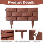 HASTHIP® 12PCS Garden Fence Border Decor Fencing Rustic Brick Edging Picket Connectable Decorative for Lawn Pathway Backyard Brown