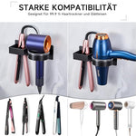 HASTHIP® Wall Hair Dryer Organizer, No Drill Carbon Steel Wall Hair Styling Tool Hair Dryer Storage Rack with Cable Management, Bathroom Wall Organizer with Installation Accessories