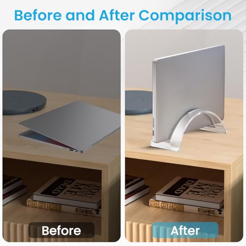 HASTHIP® Vertical Laptop Stand for Macbook Fashion Arch Acrylic Transparent Laptop Tablet Holder Stand for Home Office Desk Anti-scratch Grips Design Universal Laptop Stand for 16 Inches Laptops