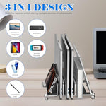 HASTHIP® Momax Adjustable Laptop Stand for Desk, Foldable Metal Laptop Table Holder with 360° Rotating Base, Compatible with MacBook, iPad, Tablet, Phone, E-Reader, Notebook, Cooling Aluminum Riser
