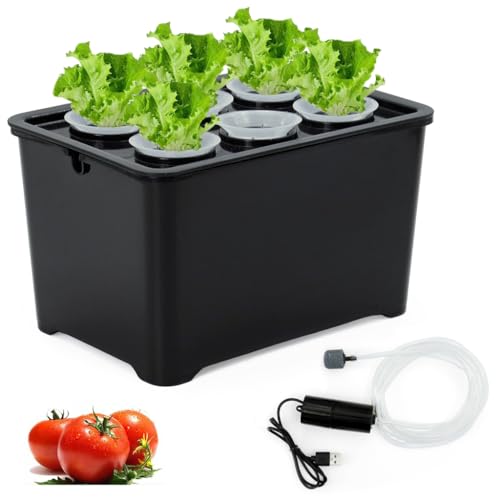 HASTHIP® Hydroponic System Growing System Kit Hydroponic Grow Box 6-compartment Blackout Hydroponic Seeding Box Hydroponic Plant Grow Boxwith USB Air Stone Water Pump