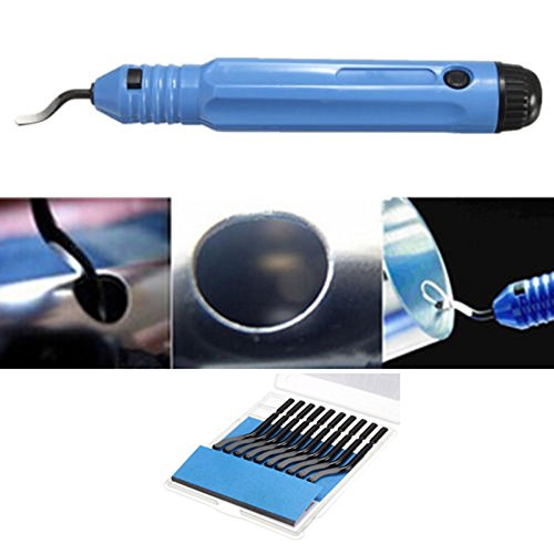 Supvox Generic 1pcs NB1100 Burr Handle With 10pcs HSS BS1010 Blades Deburring Tools Set