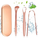HASTHIP® Tongue Scrapers Set of 3Pcs Tongue Cleaning Scrapers for Kids Adults Stainless Steel Tongue Scrapers with Travel Case Oral Cleaning Tongue Scrapers