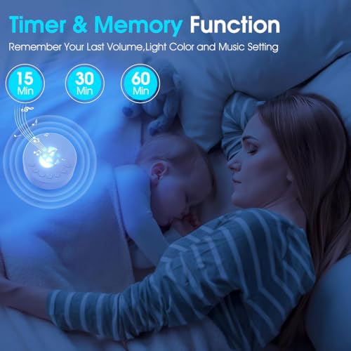 HASTHIP® White Noise Machine, White Noise Machine For Baby Adults Kids, with 7 Color Night Light, with 18 Soothing Melodies, Auto Off Timer Design, USB Cordless Rechargeable White Noise Sound Machine
