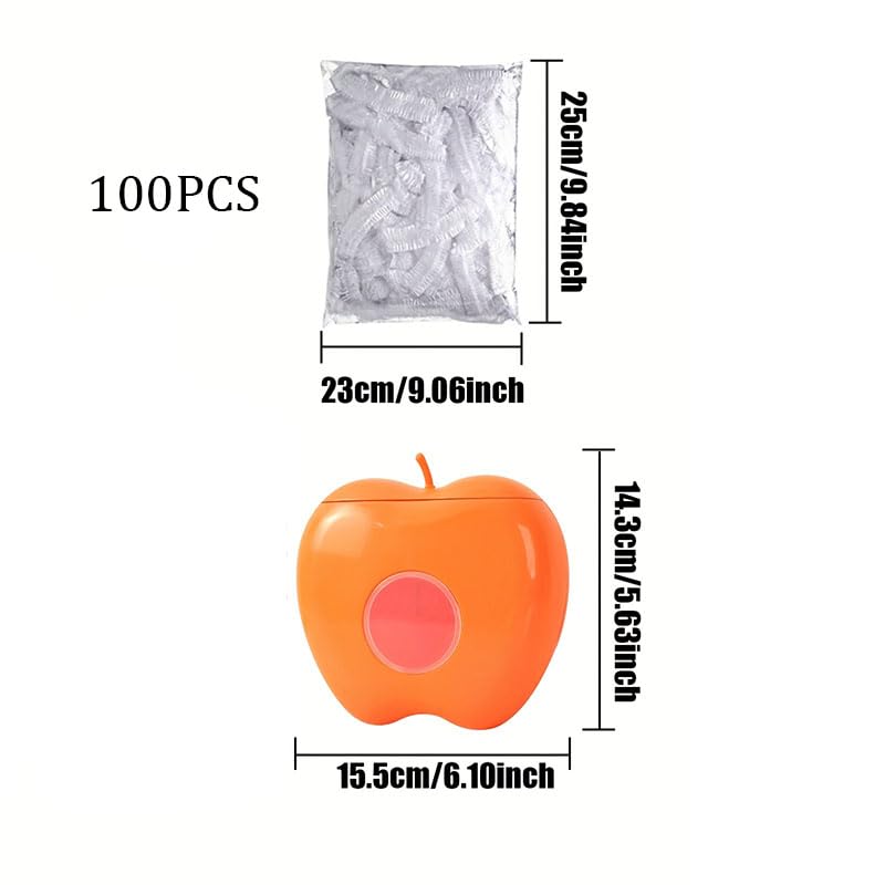 HASTHIP Plastic Wrap Storage Box for Food Covers with Apple Shaped Organizer and 100 Count Set