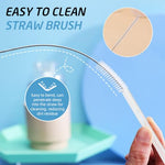 HASTHIP® 4 Pack Reusable Food PE Straw Set Replacement Straws for 40 oz Simple Modern Tumbler with Handle Cleaning Brush Cup Accessories Frosted White 2 PCS