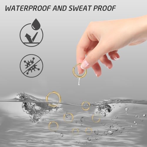 HASTHIP® 4 Pairs Hoops Earrings for Women Men Stylish Gold Stainless Steel Hoop Earrings 8mm/10mm/12mm/14mm Hoop Ear Rings Fashion Couple Jewellery Earrings set Birthday Gift for Men Women Girls