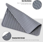 HASTHIP® Kitchen Silicone Dish Drying Mat, Large Silicone Counter Mat, Quick Dry Drain Pad with Wavy Grooves, Anti Slip Coffee Mat, Sink Draining Board Mat for Dish, Cup & Utensils, 40x30cm, Grey