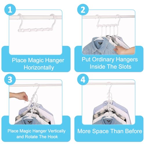 HASTHIP® ZIBUYU 5-Hole Space Saving Folding Clothes Hangers, Portable Travel Hangers for Wardrobe, Clothesline, Drying Rack, Set of 5, Multifunctional Closet Organizer