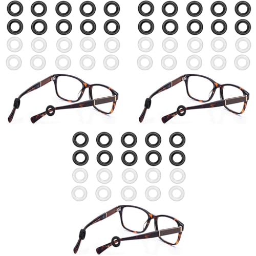 HASTHIP® 10 Pairs Glasses Ear Grip Silicone Eyeglasses Temple Tip Sleeve Retainer Holder Comfort Anti-Slip Retainers for Spectacle Sunglasses Reading Eyewear Black Clear 3 PCS