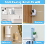 HASTHIP® 2pcs Acrylic Small Wall Mount Floating Shelf Camera Shelf Baby Monitor Holder Wall Mount Storage Shelf in Bathroom Bedroom Kitchen, Clear Mini Shelf Flexible Use for