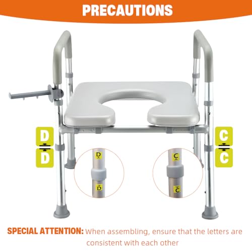 HASTHIP® Adjustable Toilet Seat Riser with Handrails for Seniors & Disabled Users