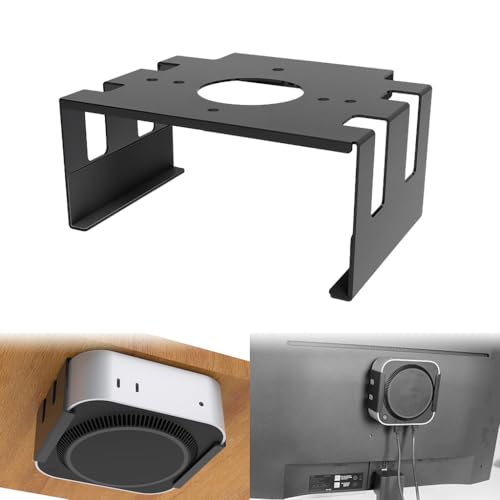 HASTHIP® Mac Mini M4 Mount,Under Desk & Wall Mount Holder Bracket for 2024 Mac Mini,Metal Organizer Rack Compatible with Accessories Space-Saving Computer Stand Screw Fixed Installation