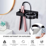 HASTHIP® Wall Hair Dryer Organizer, No Drill Carbon Steel Wall Hair Styling Tool Hair Dryer Storage Rack with Cable Management, Bathroom Wall Organizer with Installation Accessories
