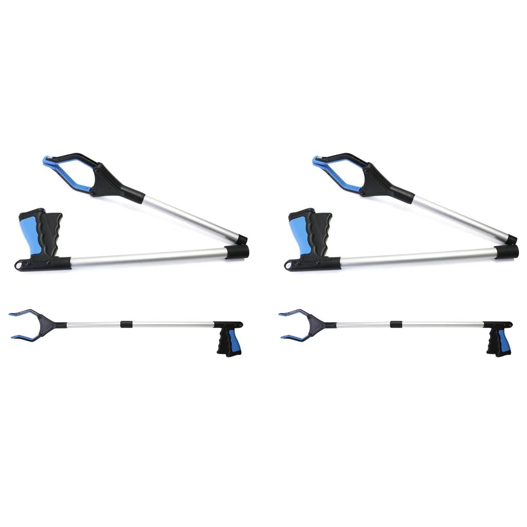 HASTHIP Litter Picker for Rubbish Pick Up featuring Dual Claw Anti Slip Grip 80cm Aluminum Alloy | 2PCS