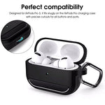 HASTHIP® Protective Case for AirPods 3 2021, Shockproof Full-Body TPU & PC Cover with Carabiner, Soft Silicone Skin Compatible with Apple AirPods 3rd Generation Charging Case, Keychain, Black
