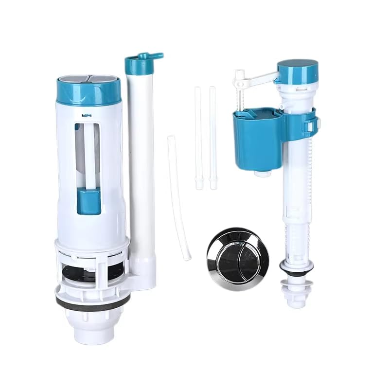 HASTHIP® Universal Dual Flush Valve Replacement Kit for 3-Piece Toilets, Toilet Repair Kit with Push Button, Fill Valve, Seal Gasket & Bolts, Easy Installation, White Water-Saving Design