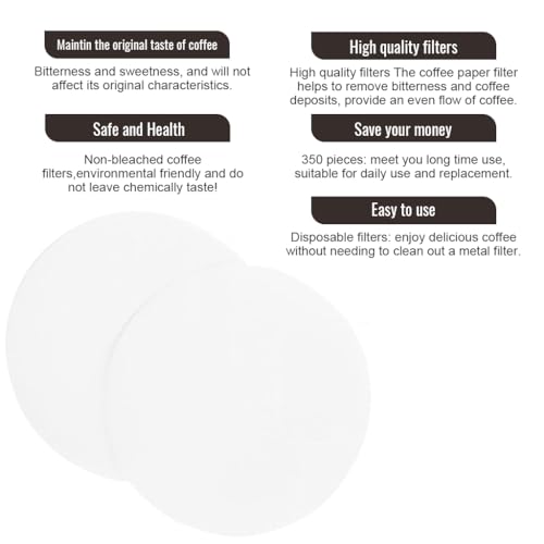 HASTHIP® 350 Count Round Coffee Filters, Compatible with Aeropress Coffee and Espresso Maker, Disposable White Paper Filter Packs for Home and Office Brewing