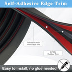 HASTHIP® 2X 16.4ft Rubber Edge Trim, Cuttable EPDM Protective Board Tape with Double-Sided Self-Adhesive, Fits 0.5-2mm Metal Panels, Smooth Finish for Car, Home, Office, DIY, Black Strip