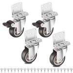 HASTHIP® 1 Inch L-Shaped Caster Wheels Set of 8, 360° Swivel TPE Rubber Casters with Ball Bearings, 400LBS Load, Silent No Mark Side Mount for Furniture, Baby Bed, Cart, Shelves, DIY, Black