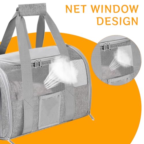 HASTHIP® Cat Carrier Bag, Breathable Cat Bag Mesh Pet Carrier, Multifunctional Folding Pet Carrier with Food Box & Handle & Shoulder Strap (43X30X28cm)