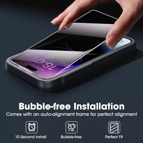 HASTHIP® 2 Packs Edge to Edge Privacy Screen Protector for iPhone 14 Pro Max 6.7'' HD Tempered Glass Screen Protector Anti-glare Screen Protector for iPhone 14 Pro Max
