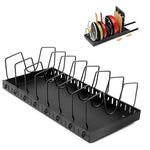 HASTHIP® Pull Out Pot Lids Organizer Rack, Pot Lid Holder with 8 Adjustable Compartment