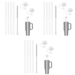 HASTHIP Straws for Stanley Cup with 12PCS 12.2 in Reusable PE Design and Cloud Caps | Cleaning Brush Included