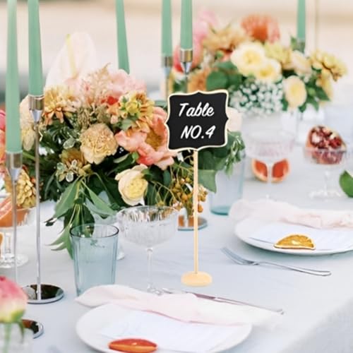 HASTHIP® 10Pcs Mini Chalkboard Sign Stands Writable Message Chalkboard Labeling Signs for Buffet or Food, Decorative Nameplates with Wooden Base for Catering, Wedding, Party, Festivals, 3.3x2.4 inch