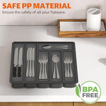 HASTHIP® Silverware Organizer with Lid 6-Compartment Design Dust Proof Utensil Storage Tray for Drawer and Countertop Drawer Organizer Universal Cutlery Organizer for Spoons, Forks, Table Cutters