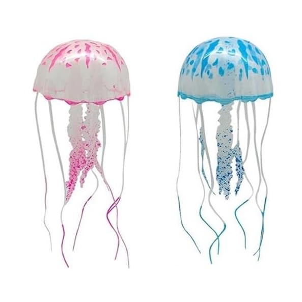 HASTHIP® Artificial Glowing Jellyfish Aquarium Decorations, 6PCS Luminous Silicone Floating Fish Tank Ornaments, Realistic Simulation Jelly Fish, Underwater Decor for Aquatic Landscaping Reptile Tank