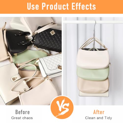 HASTHIP® 1Pcs Handbag Organzier Rack Multi Handbags Hanger Organzier for Closet Wardrobe Purse Handbag Hanger Organizer Metal Handbag Organzier Hanger for Bags, Hats