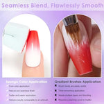 HASTHIP® 100PCS Soft Nail Sponges for Ombre, Colorful Nail Art Sponges With Grabbing Pen, Nails Art Brushes, Gradient Manicure DIY Tools, Professional Accessories Supplies for Nail Art DIY
