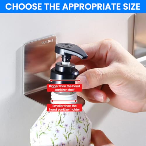 HASTHIP® Wall Mount Holder for 27mm Pump Bottles, Hand Soap Pump Bottle Rack for Kitchen Bathroom, Open Hole Stainless Steel Wall Rack for Pump Bottle Hand Soap, Shampoo, Body Wash, No-Drill