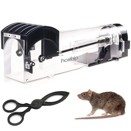 HASTHIP® Mouse Trap & Snap Trap Combo 12.6 Inches Transparent Rat Trap Quick ResponseLive Trap Rats Catcher Humane Catch-and-Release Reuseable Mouse Trap for Kitchen