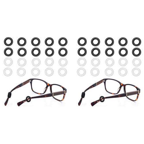 HASTHIP® 10 Pairs Glasses Ear Grip Silicone Eyeglasses Temple Tip Sleeve Retainer Holder Comfort Anti-Slip Retainers for Spectacle Sunglasses Reading Eyewear Black Clear 2 PCS