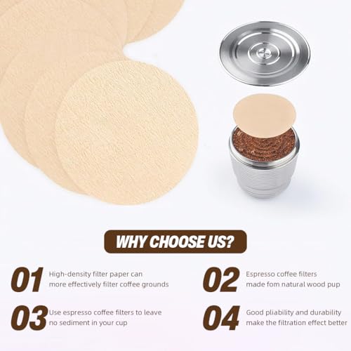 HASTHIP® 400 Count Unbleached 51mm Espresso Coffee Filter Paper, Round Disposable Replacement Filters for Portafilter, Moka Pot & Drip Coffee Maker, White, Fits Espresso Machines & Pour Over Brewers